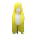 Gele lange steile cosplay pruik detail, 80cm anime haar met pony voor dames en heren unisex - Teder Geel