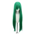 Grüne lange glatte Cosplay Perücke 80cm mit langem Pony für Anime Kostümpartys und Events. - Dunkelgrün
