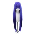 Lila lange glatte Cosplay Peruecke fuer Anime Kostueume, mehrfarbig mit Pony, 80cm lang. - Saphirblau