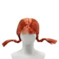 Orange short braided cosplay wig with bangs, funny anime hair style for parties and Halloween. - Orange
