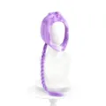 Purple braided cosplay wig detail view, soft synthetic fiber for anime dress up and parties. - Single Braided / Purple