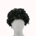 Retro black and green curly afro wig short party hair for women and men daily wear - Black Green