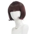 Women dark reddish brown short bob wig with straight bangs daily fashion synthetic hair - Dark Brown