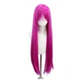 Lange glatte fuchsia Cosplay Perücke mit Pony, leuchtend rosa Kunsthaar für Kostüm Party - Rosapurpur