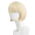 Blonde Short Bob Wig with Bangs Synthetic Hair Daily Versatile Fashion Hairstyle Model - Light Yellow