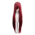 Lange rote glatte Cosplay Perücke mit Pony, 80cm universelles Kunsthaar für Anime Party - Dunkelrot