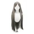 Graue lange glatte Cosplay Perücke, 80cm Anime Haar mit Pony für Alltag und Partys. - Grau