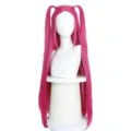 Pink long synthetic twintail cosplay wig with scalp top, perfect for anime events and dress up. - Mira Wig