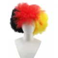 Colorful afro wig in black red yellow, perfect for football fans, World Cup and party fun. - Black/Red/Yellow