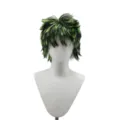 Black and green synthetic wig, short messy punk layered style for carnival and parties. - Black Green