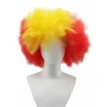 Red and yellow clown afro wig, perfect for sports fans, parties, and festive cosplay events. - Red Yellow Red
