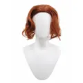 Retro braune kurze lockige Kunsthaar Perücke für Damen hitzebeständige wellige Haare. - Rotbraun