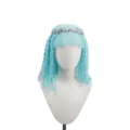 Light blue cosplay wig with bangs, braided hair and sparkling tiara for party role play - Light Blue