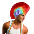 Rainbow mohawk punk wig for cosplay party events and funny holiday costume accessories. - Red