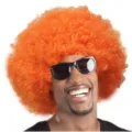Parrucca afro arancione con occhiali da sole, divertente accessorio per festa e costume clown. - Arancione