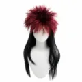 Red and black glitter fluffy long wig party carnival festival hair extension costume piece - Wine Red Black