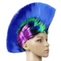 Colorful punk mohawk wig for cosplay parties, festival dress up, and funny costume events. - Blue