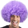 Parrucca afro viola per costume da festa, divertente accessorio clown e cosplay. - Viola