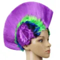Perruque mohawk punk colorée pour costume de fête, coiffe de plumes violette et verte option - Violet