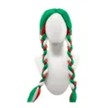 Synthetic tri-color braided wig in red white and green for festive cosplay and events. - Green White Red