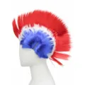 Perruque iroquoise punk colorée rouge blanc bleu synthétique pour fête amusante déco - Drapeau de la France