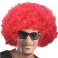 Parrucca afro rossa riccia costume da clown festa festival carnevale travestimento accessorio. - Rosso