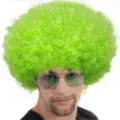 Parrucca Afro Verde Riccia Divertente Costume Festa Capelli Accessorio Clown Spettacolo - Verde