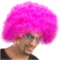 Parrucca afro rosa capelli ricci divertente costume clown festa festival accessorio perfetto - Rosso rosa