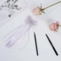 Kids wig bow hair clip purple streamer ponytail cute hair accessories for little girls styling - Pearl Bow - Purple
