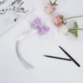 Kids purple glitter bow hair clip with long white ponytail wig extension for girls. - Quicksand Bow - Purple