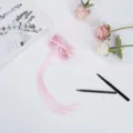 Kids hair clip bow with long pink wig hair extension cute anime style hair accessory for girls - Quicksand Bow - Pink