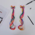 Colorful rainbow wig hair clips for kids, cute bow ponytail hair accessories for little girls. - Rainbow Bow (Pair)
