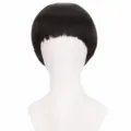 Kurze schwarze Bob Perücke glattes Haar Pony Pilzkopf synthetische Perücke für Alltag - Schwarz