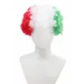Italian flag color afro wig short curly hair fan cheering props for sports matches parties. - Red White Green