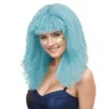 Light blue fluffy curly party wig for women, long synthetic corn wave wig for Halloween cosplay. - Sky Blue