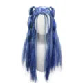 Blue synthetic braided wig 26in with colorful silver tinsel hair for party cosplay. - Sapphire Blue