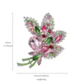 Exquise kristallen strass broche detail, sprankelende roze groene edelstenen, zilveren speld. - Grote Maat (XD8979) / Roze