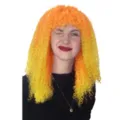 Colorful gradient long curly wig for costume party, vibrant yellow and orange afro hairstyle - Orange