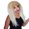 Perruque afro longue et bouclée dégradée pour femmes, perruque synthétique pour fête cosplay. - Blanc