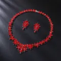 Ensemble collier boucles d'oreilles cristal rouge mariage soirée bijoux de luxe mode. - Ton Argent Rouge
