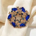 Vintage blaue Kristall Strass Blumen Brosche elegante Legierung Kleidung Pin für Frauen - Stil 3 (BR1095-4)