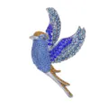Close-up detail of vintage crystal flying bird brooch sparkling rhinestone accessory. - Blue Gradient Bird (XD824405-1)