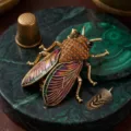 Broche cigale vintage en strass et métal, élégant corsage insecte pour les vêtements de femme. - Cigale Strass Orange (XD826096)
