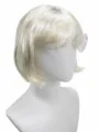 Short bob straight wig with bangs in off-white, perfect for party and casual daily wear. - Off White