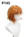 Short orange bob wig with bangs straight synthetic hair for women daily and party fashion style - Orange