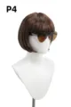 Brown bob wig with bangs and trendy heart sunglasses, perfect for daily wear or party styling. - Natural Black