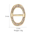 Elegante hebilla de bufanda ovalada de diamantes dorados clip de esquina de ropa 3.4x2.3cm - FSK17-1 Dorado Ovalado Strass