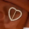Elegante hebilla de bufanda con corazón de pedrería, clip de aleación para ropa de mujer. - FSK25-2 Corazón Strass
