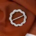 Hebilla de bufarda con estrás, anillo de esquina de ropa de aleación plateada, accesorio elegante. - FSK26-1 Anillo Olas Florales
