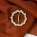 Hebilla de Bufalda de Estrás Dorada, Elegante Clip de Esquina de Ropa con Flores - FSK26-2 Anillo Encaje
